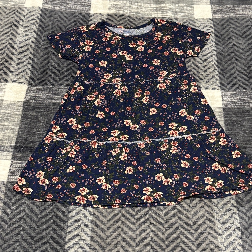 🦋Old Navy Navy Blue Floral Kids Dress